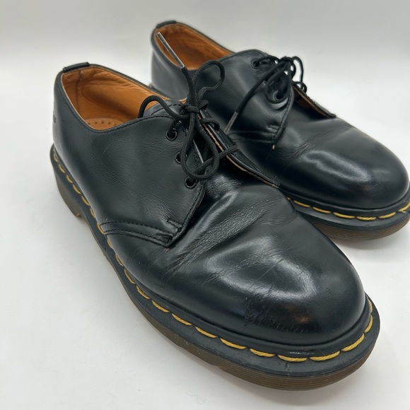 Vintage Dr Martens Oxfords M7 W8 1461 Made In England 3 eye Rare Black Leather - Picture 3 of 16